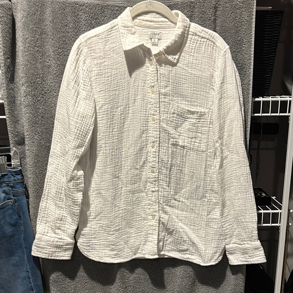 J. Crew White Button Down Shirt Textured Fabric